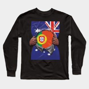 Portugal Flag Australian Flag Ripped - Gift for Portuguese From Portugal Long Sleeve T-Shirt